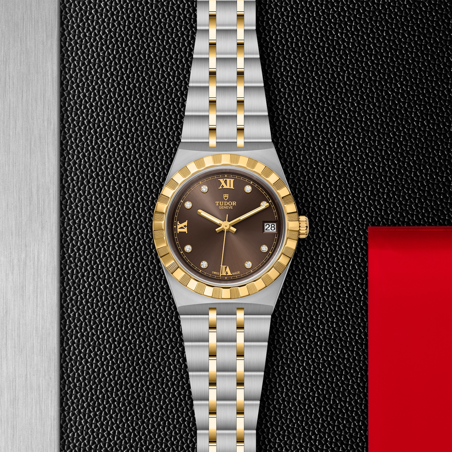TUDOR Royal Boîtier en acier 34 mm Cadran chocolat serti de diamants – Image 4