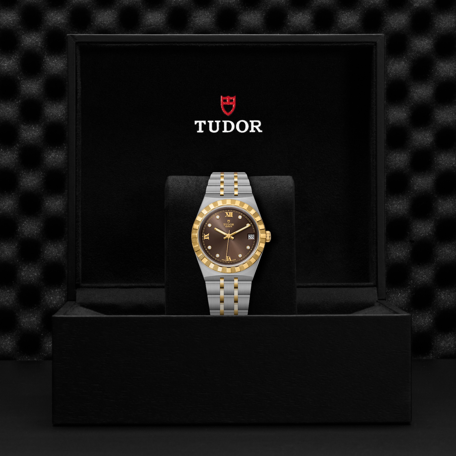 TUDOR Royal Boîtier en acier 34 mm Cadran chocolat serti de diamants – Image 2