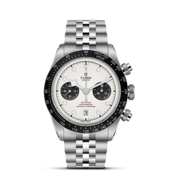 TUDOR Black Bay Chrono Boîtier en acier 41 mm Cadran Opalin Bracelet en acier cinq mailles