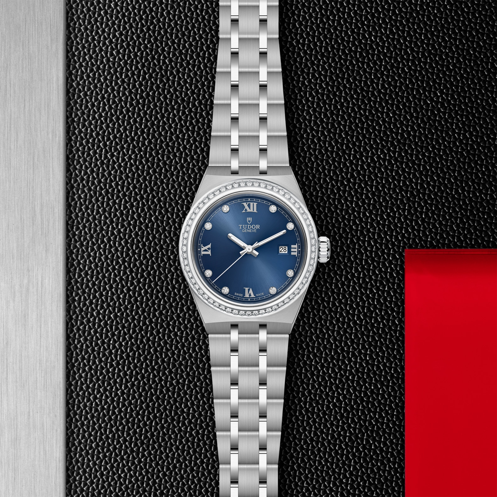 TUDOR Royal Boîtier en acier 28 mm Lunette en acier sertie de 60 diamants Cadran serti de diamants – Image 2