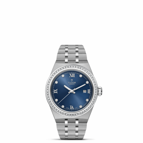 TUDOR Royal Boîtier en acier 28 mm Lunette en acier sertie de 60 diamants Cadran serti de diamants
