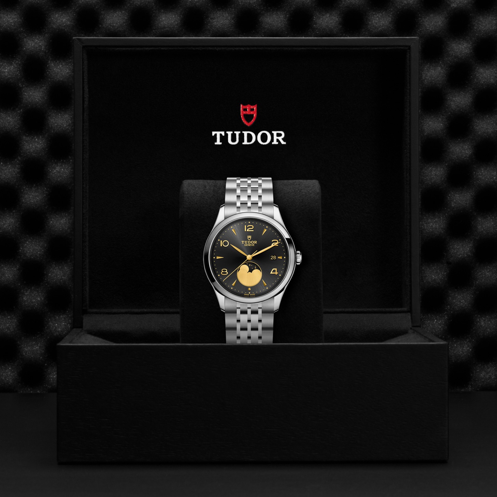 TUDOR 1926 Luna Boîtier en acier 39 mm Indicateur des phases de la lune Bracelet en acier Cadran noir satiné – Image 3