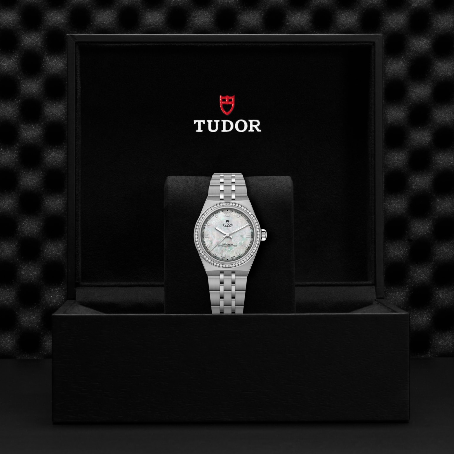 TUDOR Royal Boîtier en acier 30 mm Bracelet en acier Lunette en acier sertie de diamants Cadran nacre – Image 2