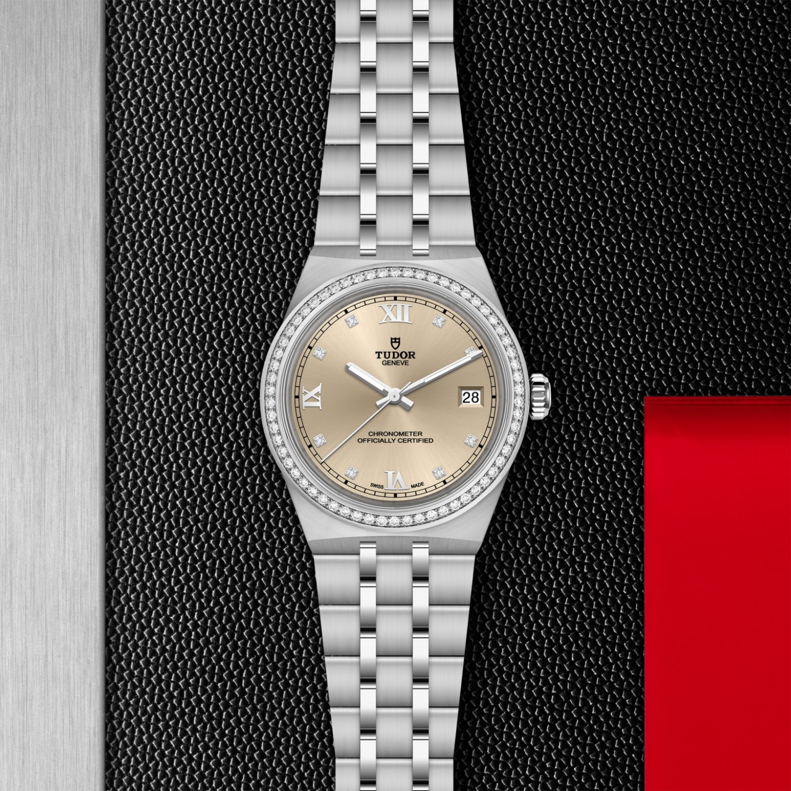 TUDOR Royal Boîtier en acier 36 mm Bracelet en acier Lunette en acier sertie de diamants Cadran ivoire – Image 3