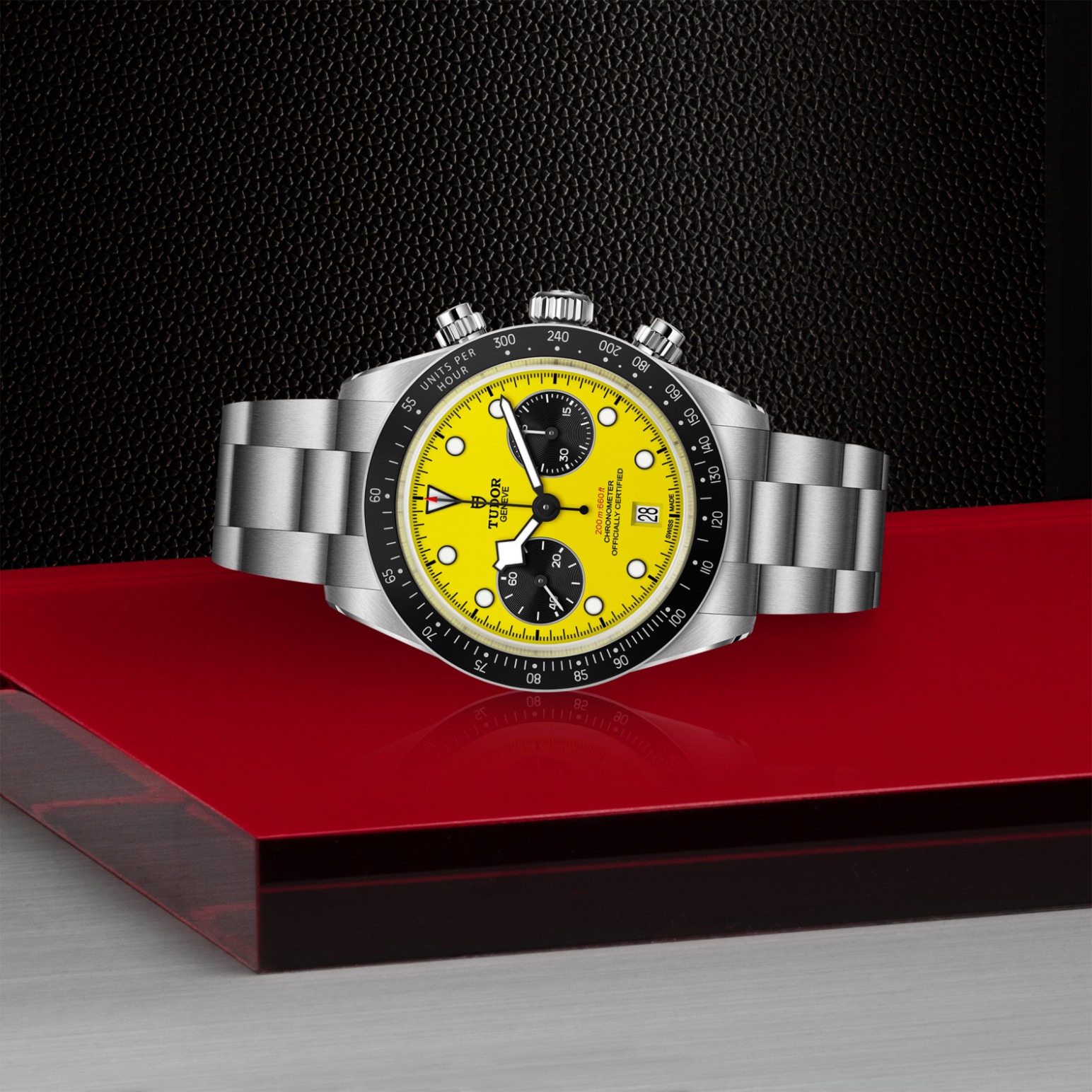 TUDOR Black Bay Chrono Boîtier en acier 39 mm Bracelet en acier à trois mailles Cadran jaune – Image 3