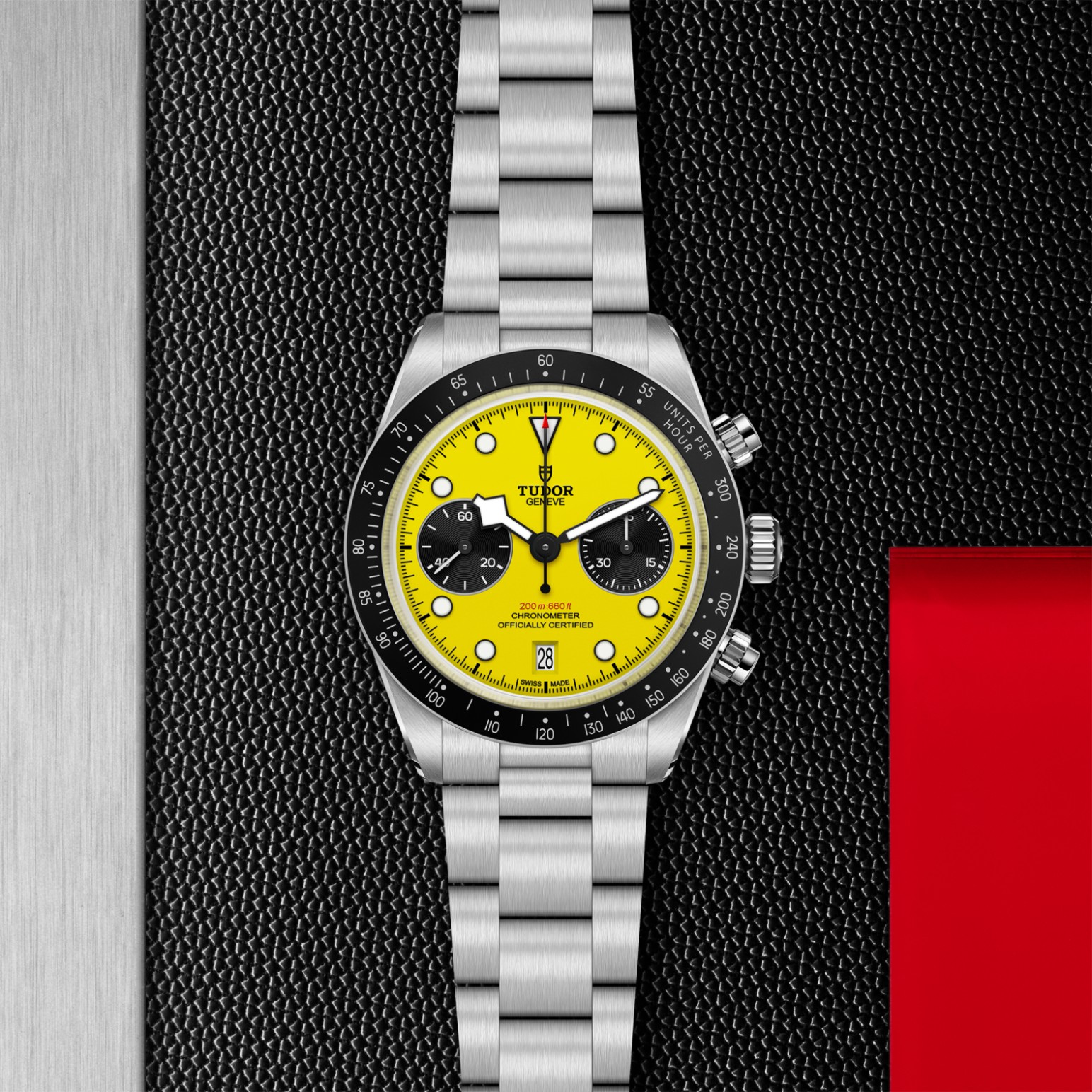TUDOR Black Bay Chrono Boîtier en acier 39 mm Bracelet en acier à trois mailles Cadran jaune – Image 4