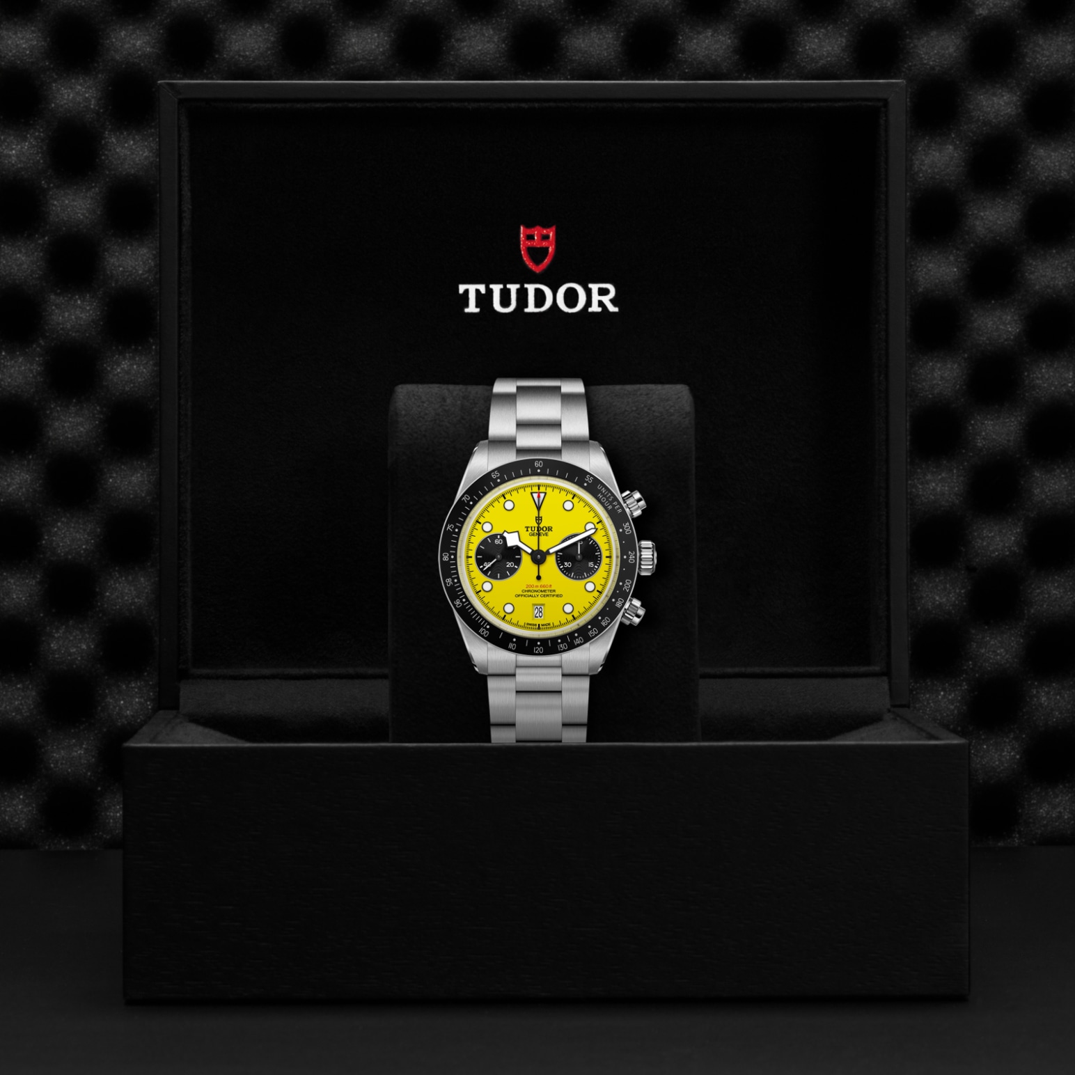 TUDOR Black Bay Chrono Boîtier en acier 39 mm Bracelet en acier à trois mailles Cadran jaune – Image 2
